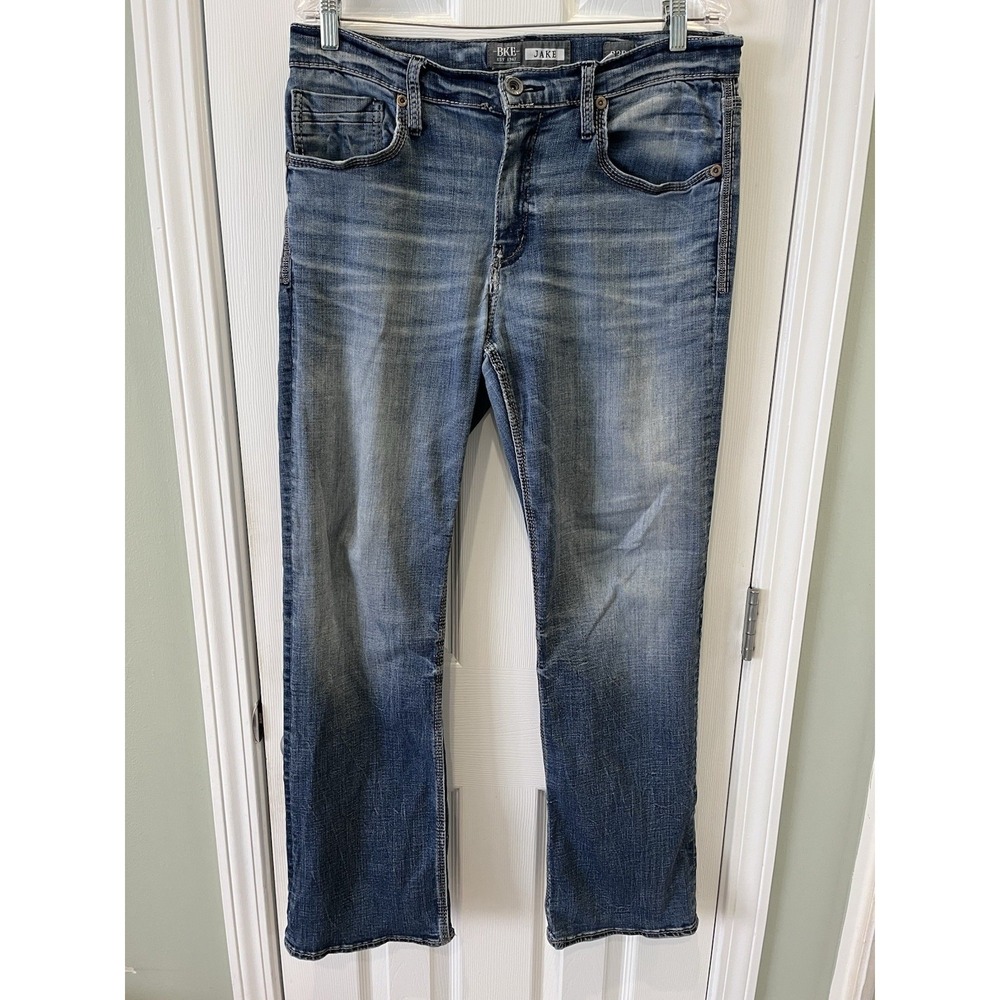 BKE Buckle Black Jake Bootleg Stretch Jeans Men's 33R Blue Denim Pants Boot Cut